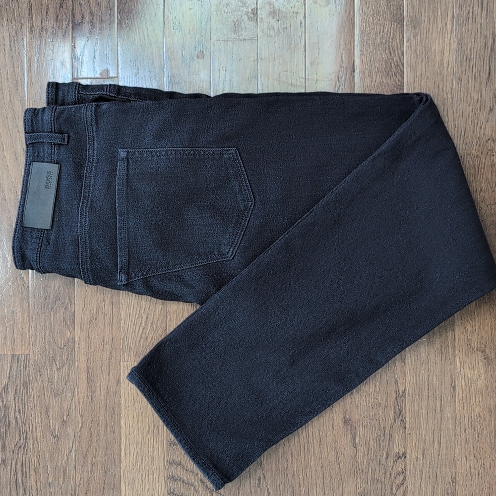 Boss Men's Dark Blue/Black Strechy Straight Jeans Size 35/34